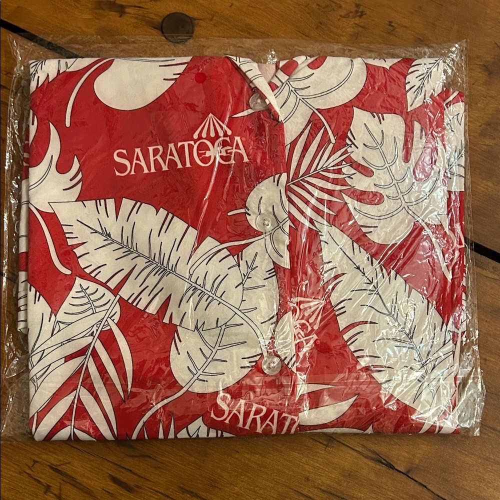 Red and White Men's Casual Button Down Shirt